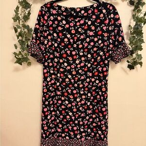 Talbots Black Dress with Pink Floral Pattern